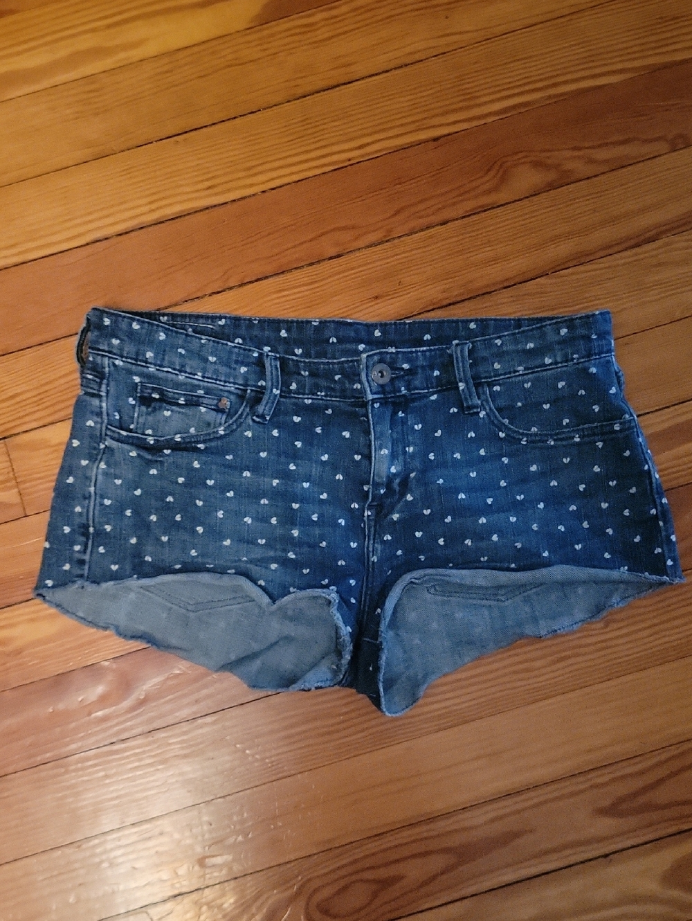 H&M vintage blue jean shorts with hearts